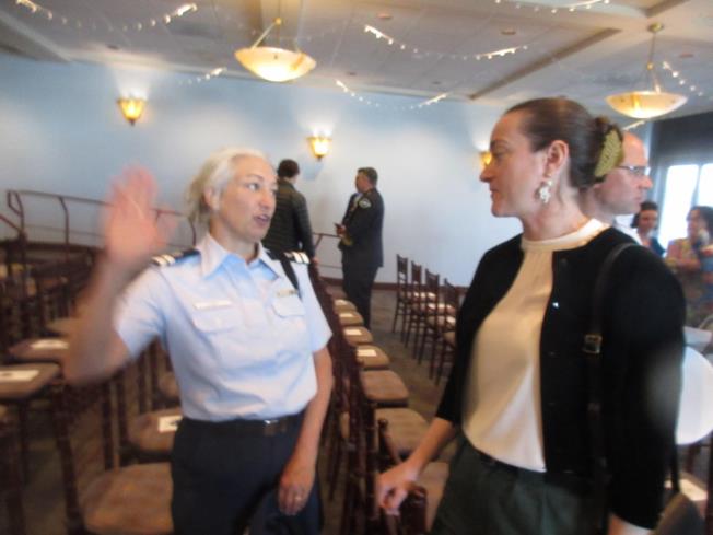 Bellingham, Wash. — A Flotilla 11 member attends the Station Bellingham change of command. U.S. Coast Guard Auxiliary photo.