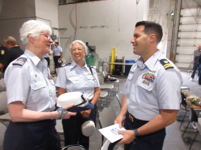 Bellingham, Wash. — Flotilla 11 members welcome the cutter's new commanding officer. U.S. Coast Guard Auxiliary photo.